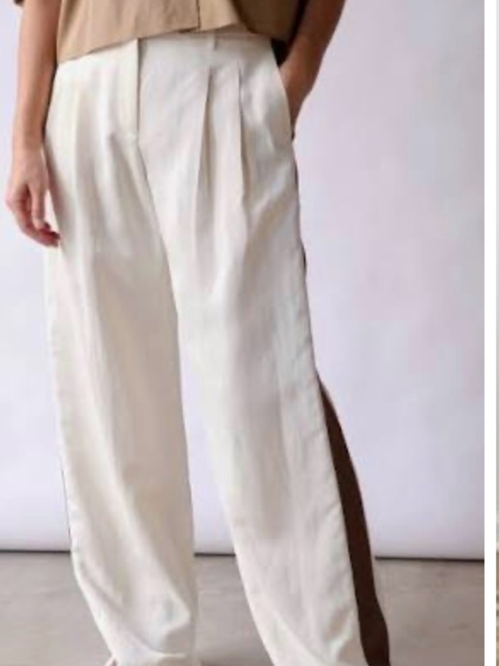 TWP NWT 4 sulli tux pant Ivory Wide-Leg Pants with Side Panel